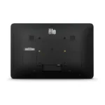 Spatele sistemului Elo I-Series 4 de 10,1 inch, cu sigla Elo, grilele difuzoarelor, prinderea VESA și capacul de cabluri